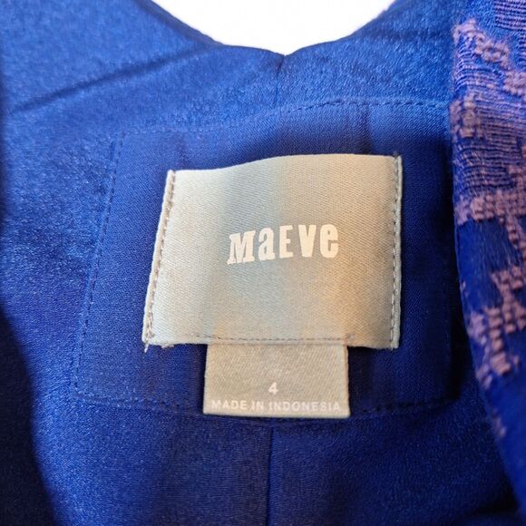 Maeve By Anthropologie Avery Aztec Brocade Blue Purple A Line Mini Dress Size 4 - Picture 3 of 12